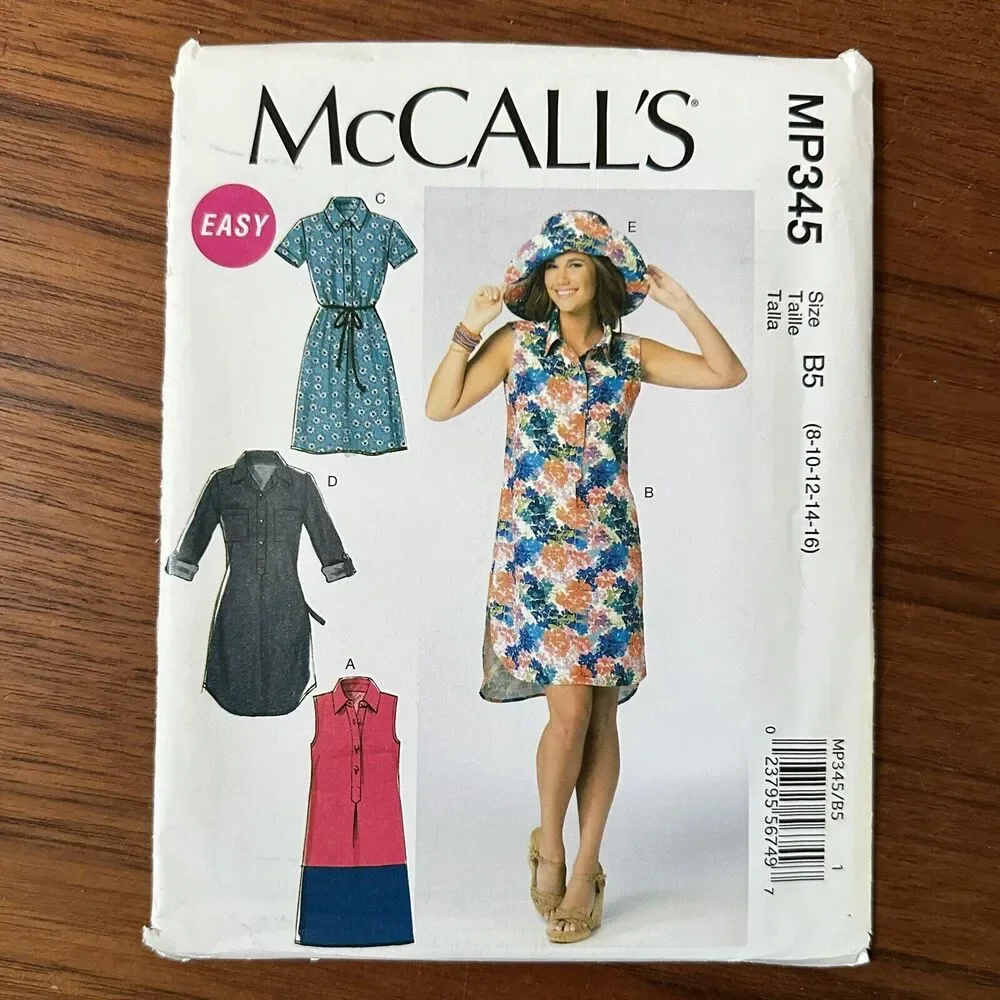 NEW McCALL'S Easy Sewing Pattern MP345 Sz 8-16 Misses Dress Hat